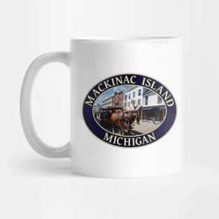 Horse and Carriage in Downtown Mackinac Island, Michigan Mug